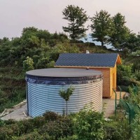 大型戶(hù)外圓形鍍鋅板帆布水池魚(yú)池 果園山地灌溉鐵桶帆布蓄水池